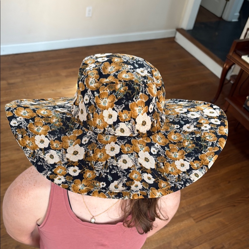 Anthropologie Floral Wide-Brim Hat